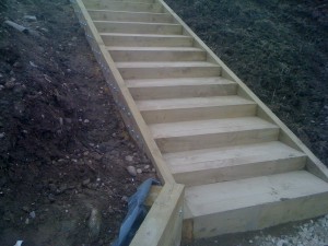 Garden Steps constructed with new sleepers