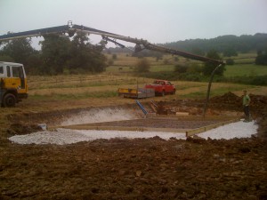 Concrete being Pumped to create shed base