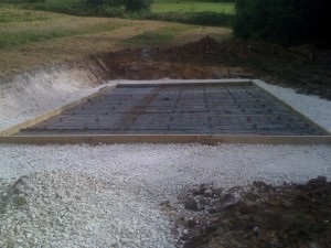 Shuttering, polythene, reinforcing mesh ready for concrete