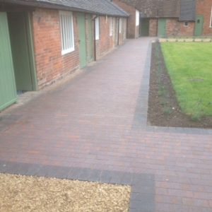 Brindle clay path with charcoal paviour edge