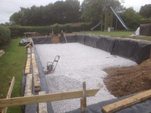 Drainage Stone compacted for pool base