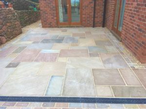 Indian Stone Patio with Aco drain